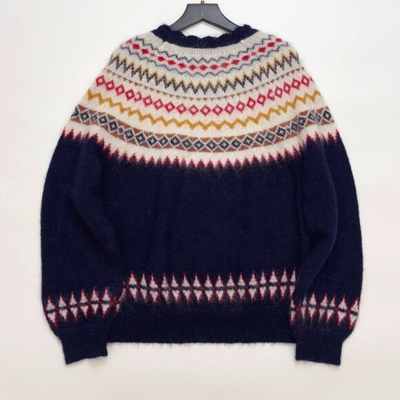 DOEN Harvest Fair Isle Knitted Sweater In Navy - Picture 13 of 15